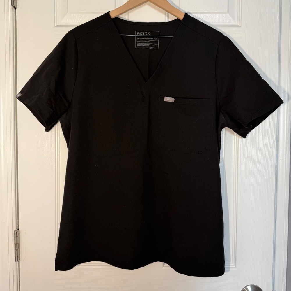 FIGS Women's Catarina Scrub Top Black FW1000 Women XL Nursing Medical